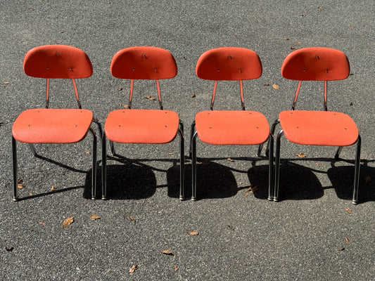 Set of 4 Carter Craft Peach / Coral Stacking Chairs