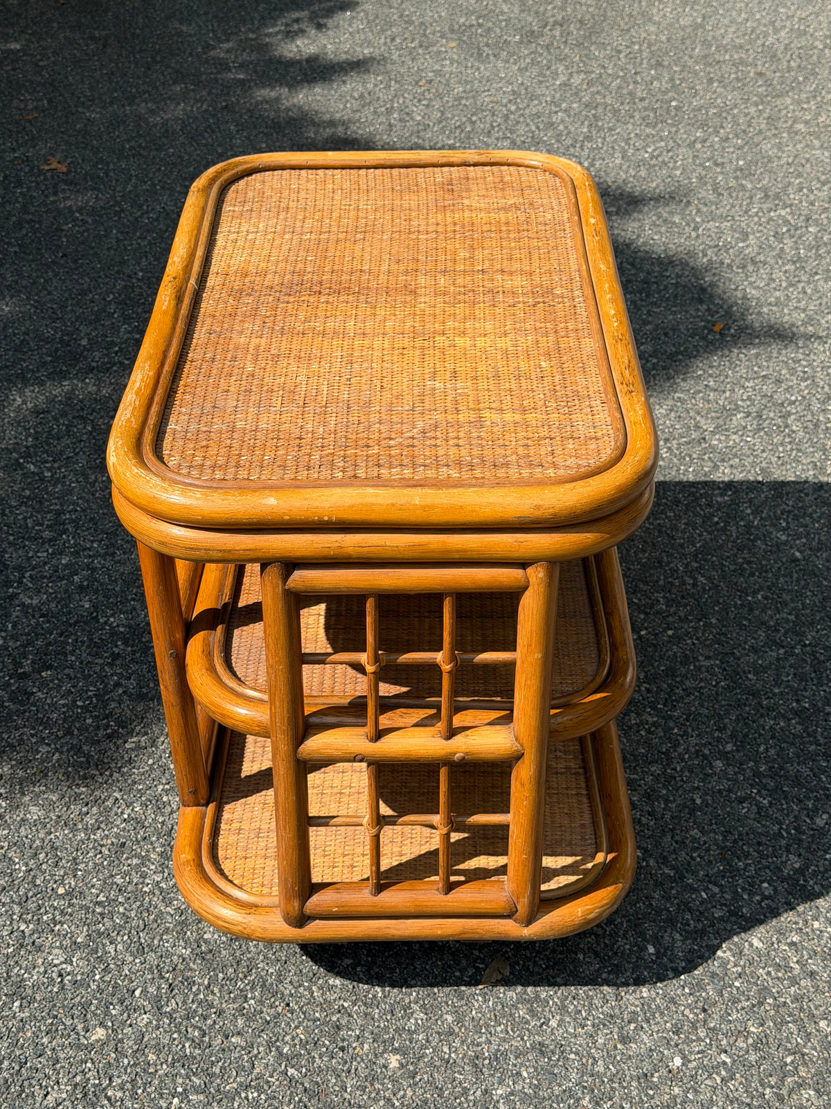 Rattan 3-Tier Swivel Side Table