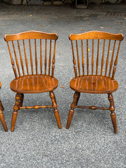 Set of 4 Solid Wood Windsor Dining Chairs (Temple Stuart and S. Bent & Bros)