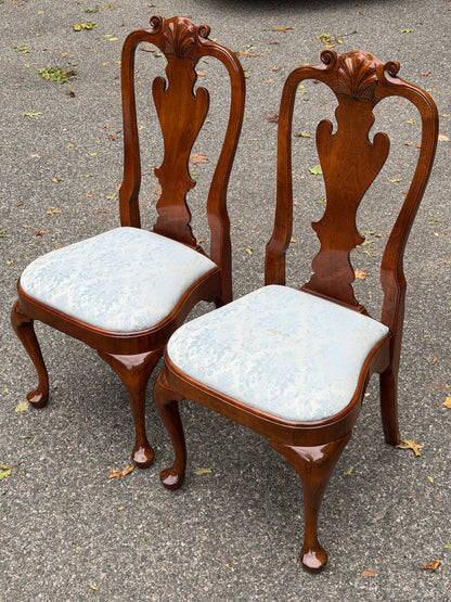 Pair of Solid Cherry Stickley Queen Anne Chairs
