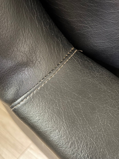 1960s MCM Black Vinyl 2-Piece Modular Sofa