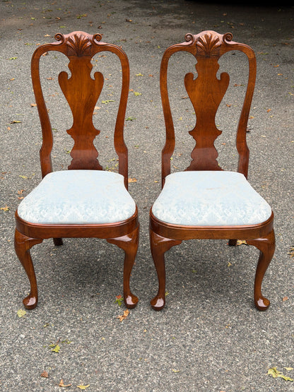 Pair of Solid Cherry Stickley Queen Anne Chairs