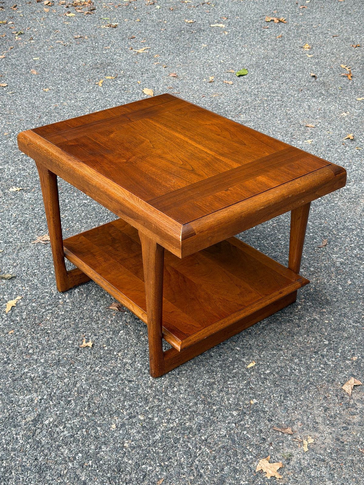 1962 Lane "Pueblo" Mid-Century Modern Walnut Two-Tier End Table