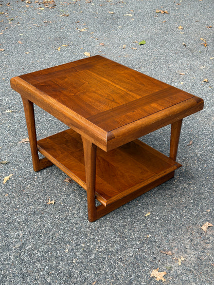 1962 Lane "Pueblo" Mid-Century Modern Walnut Two-Tier End Table