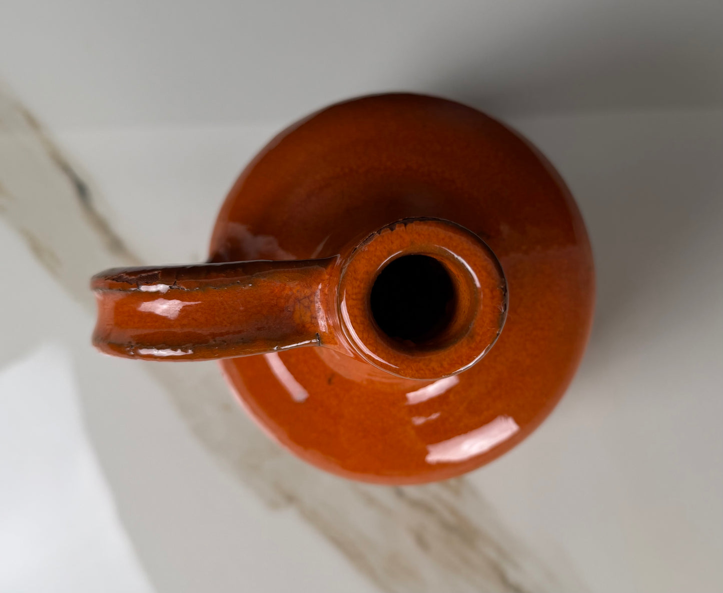 Mid-Century Studio Pottery Orange Pitcher