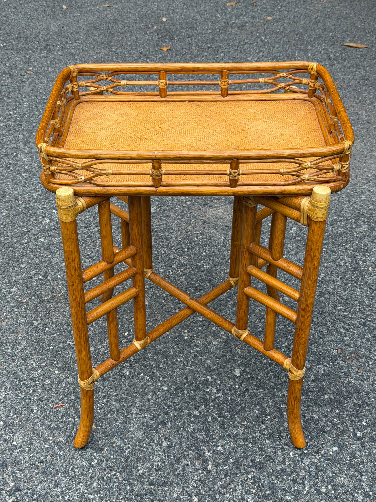 McGuire Rattan Folding Tray Side Table