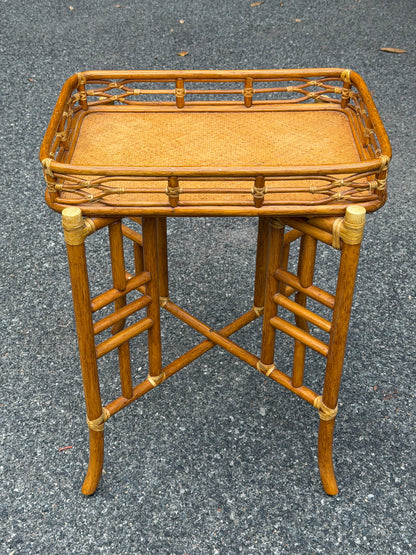 McGuire Rattan Folding Tray Side Table