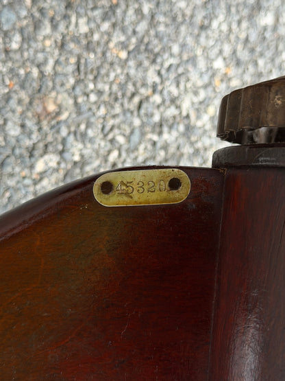 1940s Sikes Solid Wood Swivel Desk Chair w/ Embossed Leather Seat