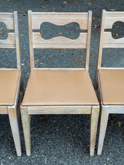 Set of 4 1950s Lee Furniture MCM Limed Oak Dining Chairs