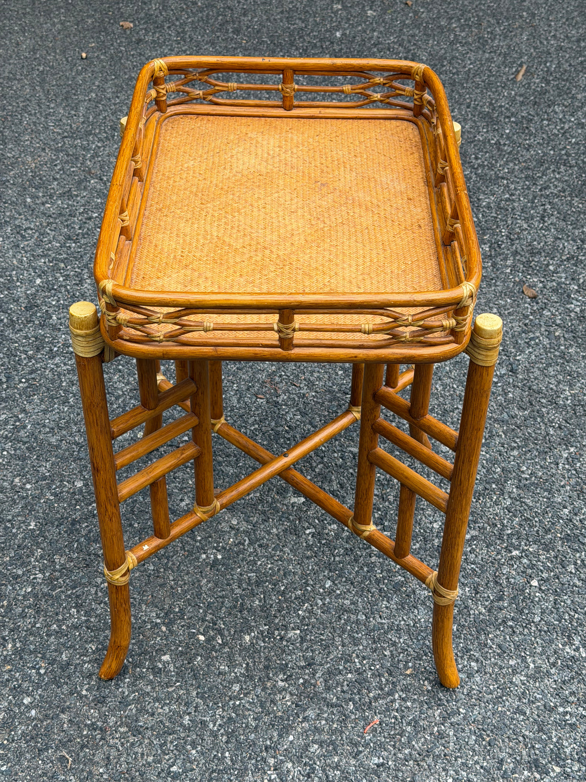McGuire Rattan Folding Tray Side Table