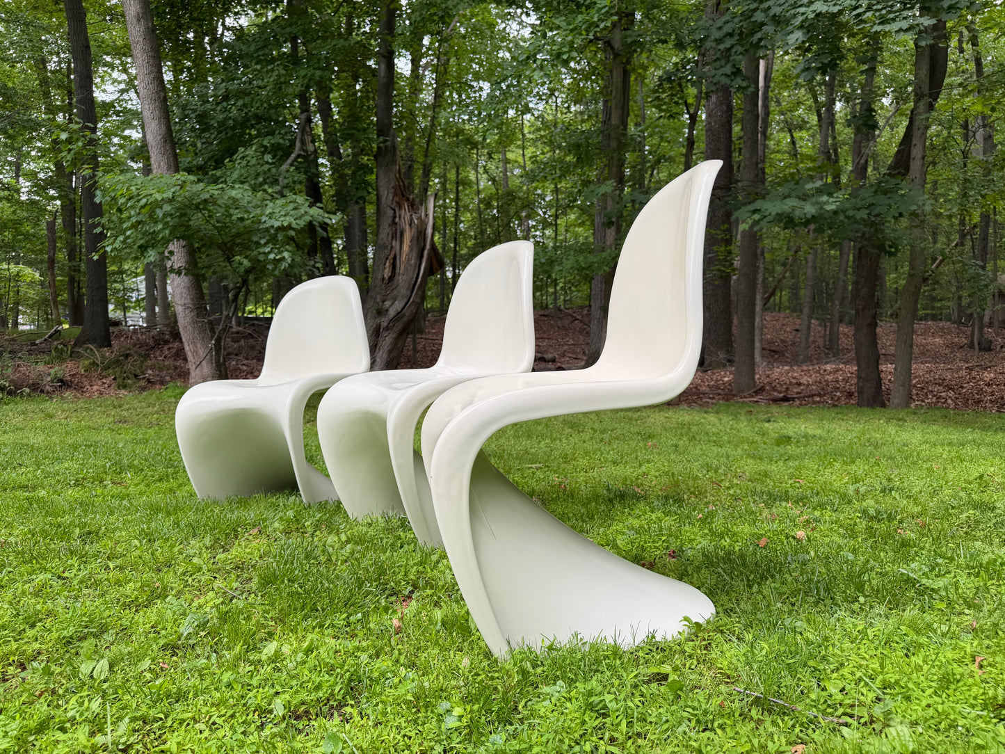 Set up of 3 Mid-Century Modern Panton-Style Sculptural Chairs | Indoor / Outdoor