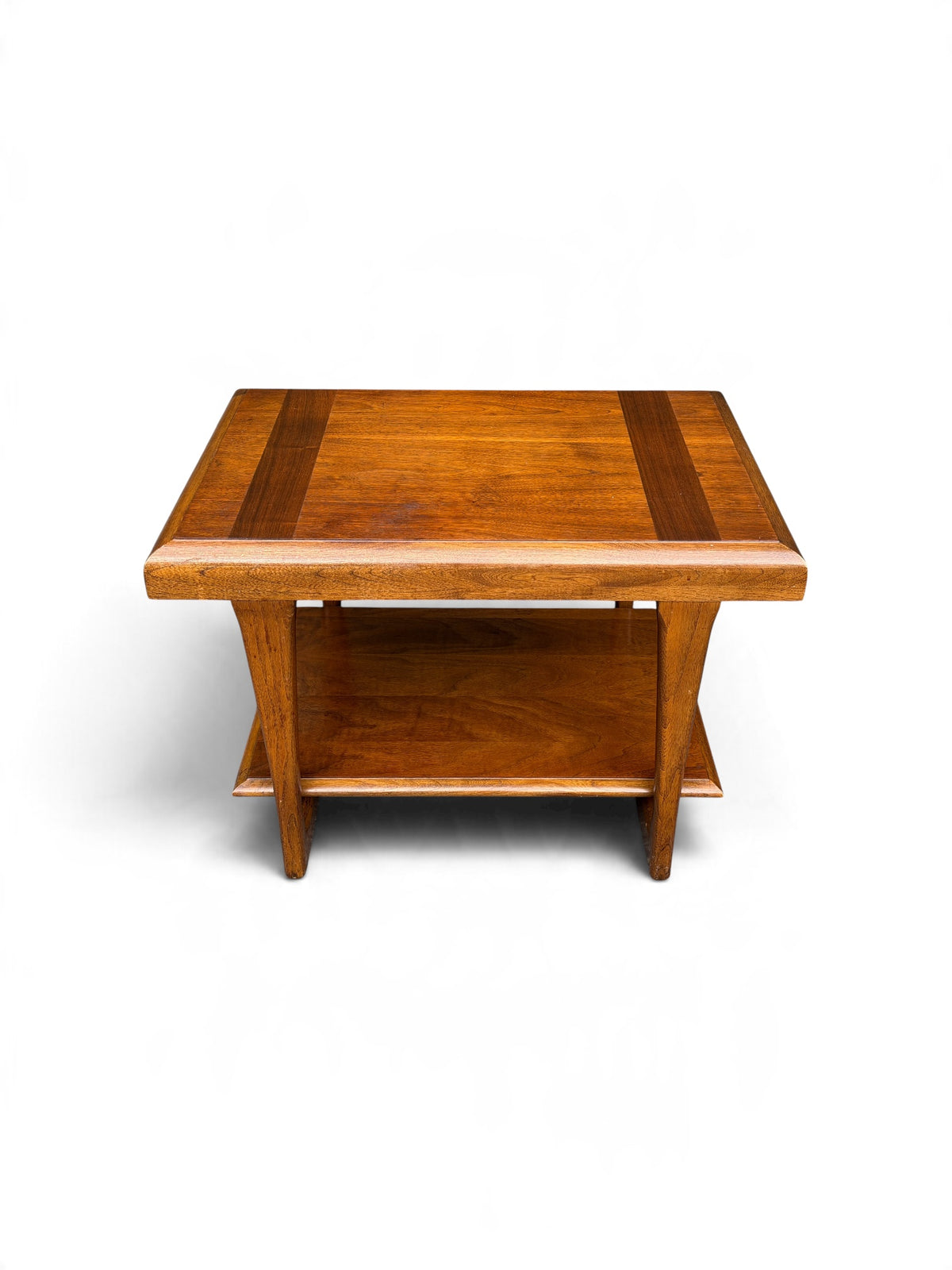 1962 Lane "Pueblo" Mid-Century Modern Walnut Two-Tier End Table
