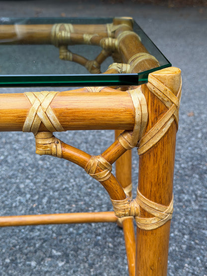 McGuire Rattan & Glass Rectangular Coffee Table – Coastal Boho