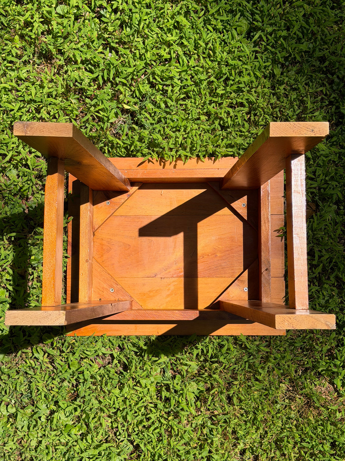 Rustic Wooden Side Table / Plant Stand with 3-Piece Top