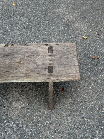 Weathered Barn Wood Bench / Primitive Farmhouse Decor with Chipped Paint