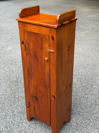 Primitive Solid Pine Narrow Storage Cabinet / Rustic Farmhouse Cupboard