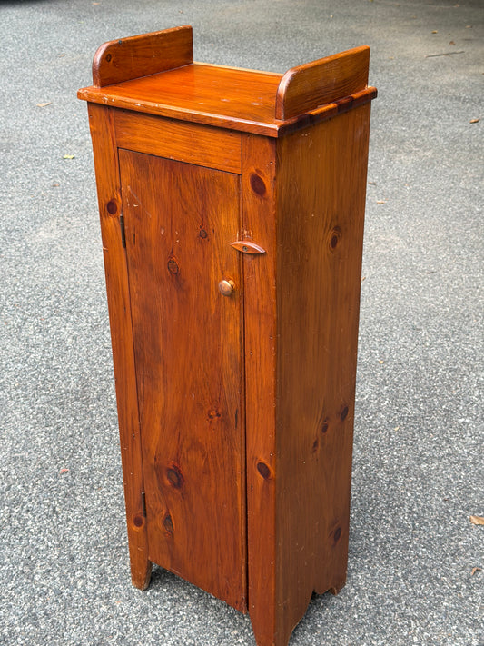 Primitive Solid Pine Narrow Storage Cabinet / Rustic Farmhouse Cupboard