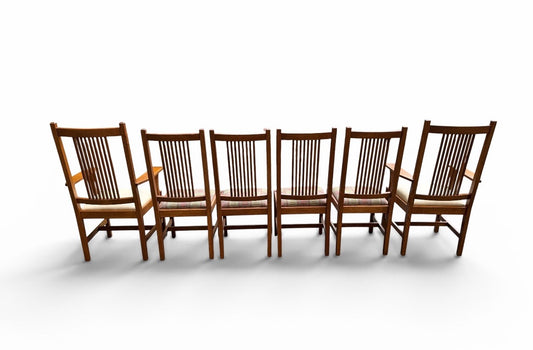 Set of 6 Restored Solid Oak Stickley Mission Dining Chairs