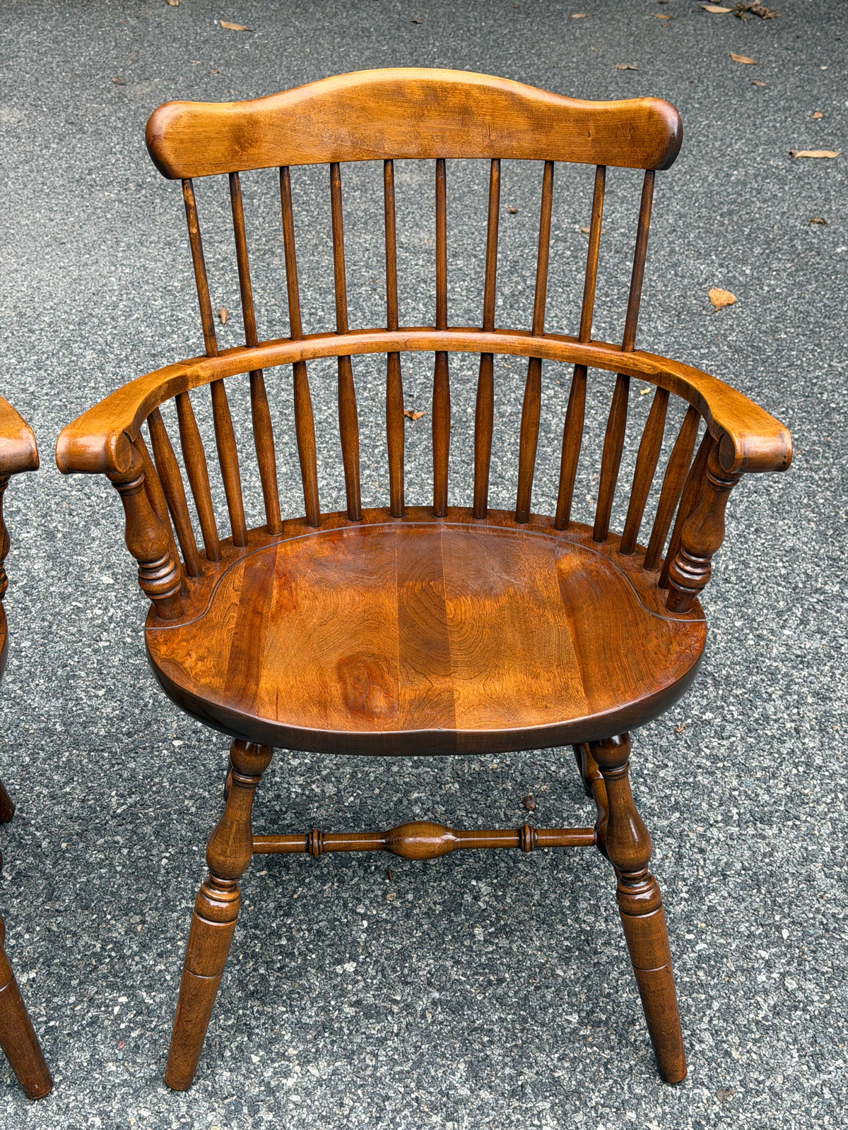 Three S. Bent & Bros Solid Wood Windsor Captain's Chairs