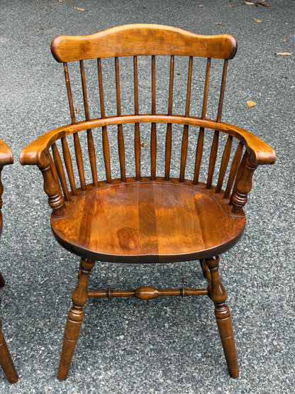Three S. Bent & Bros Solid Wood Windsor Captain's Chairs