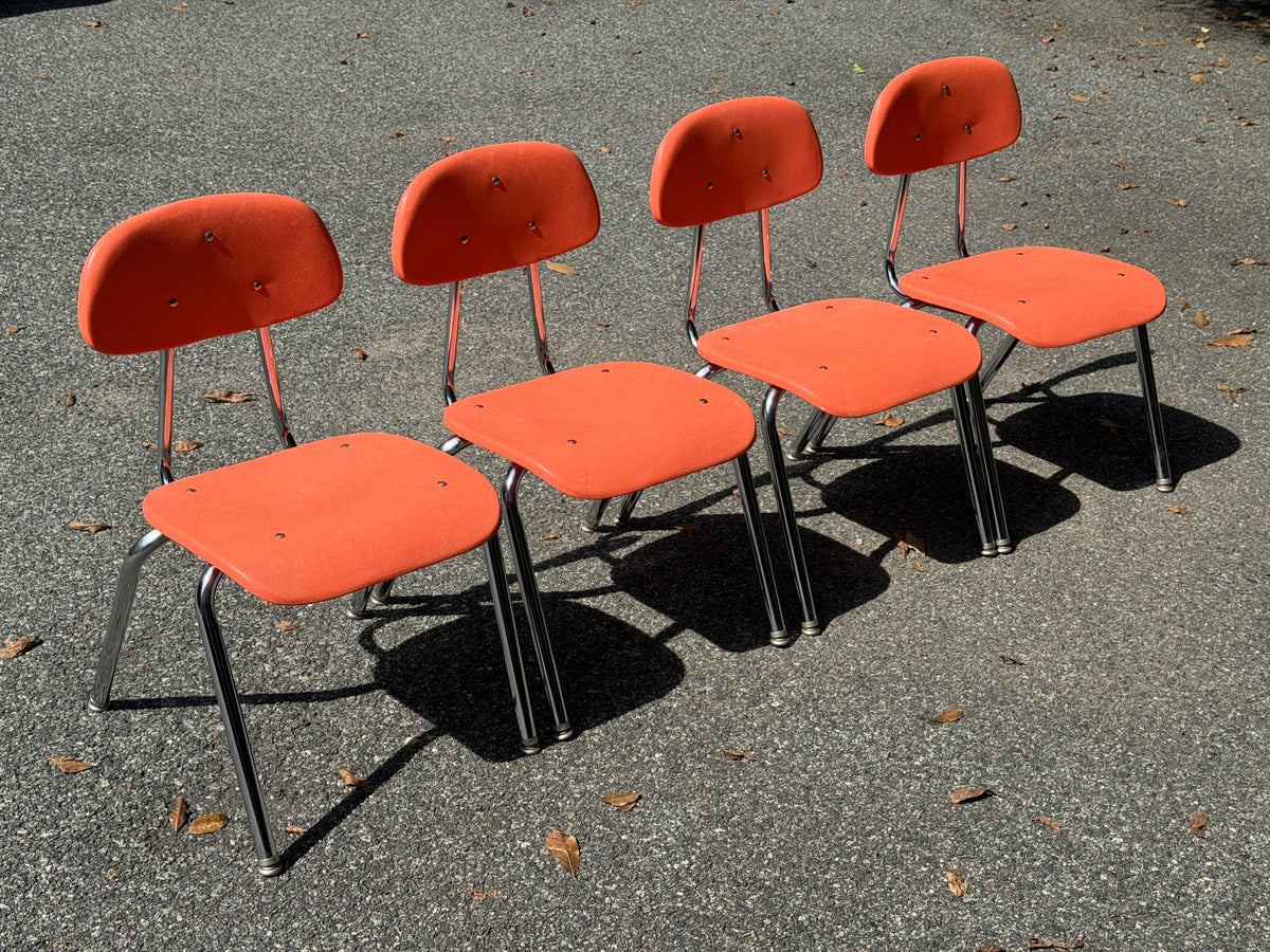 Set of 4 Carter Craft Peach / Coral Stacking Chairs