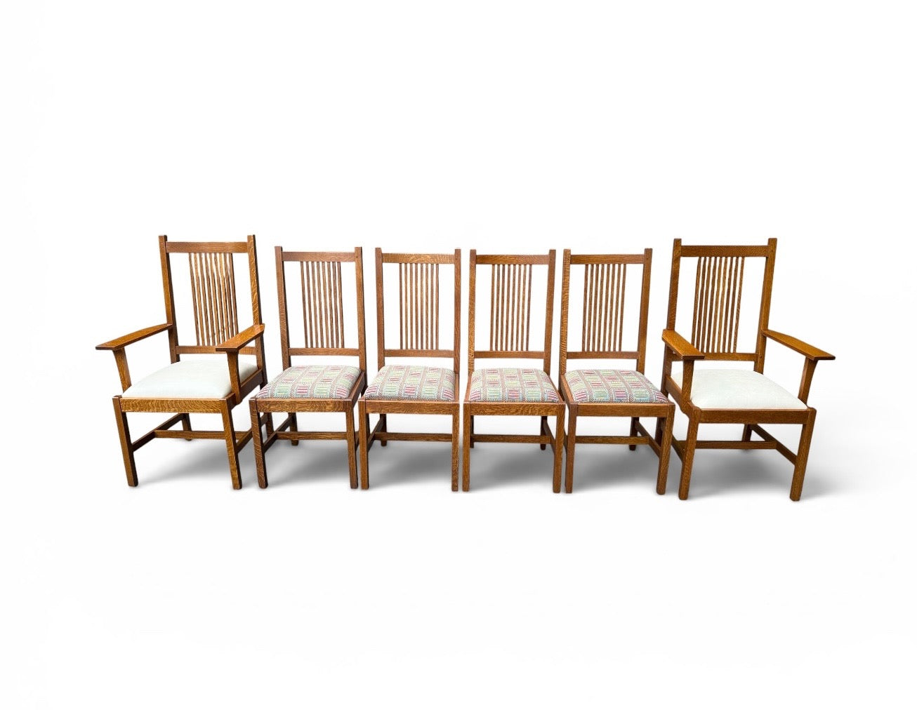 Set of 6 Restored Solid Oak Stickley Mission Dining Chairs