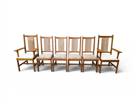 Set of 6 Restored Solid Oak Stickley Mission Dining Chairs