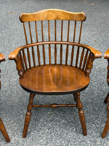 Three S. Bent & Bros Solid Wood Windsor Captain's Chairs