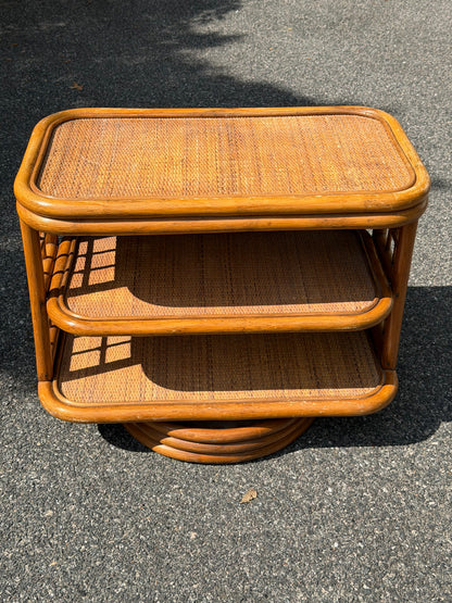 Rattan 3-Tier Swivel Side Table