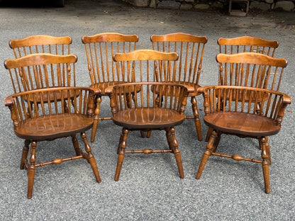 Three S. Bent & Bros Solid Wood Windsor Captain's Chairs