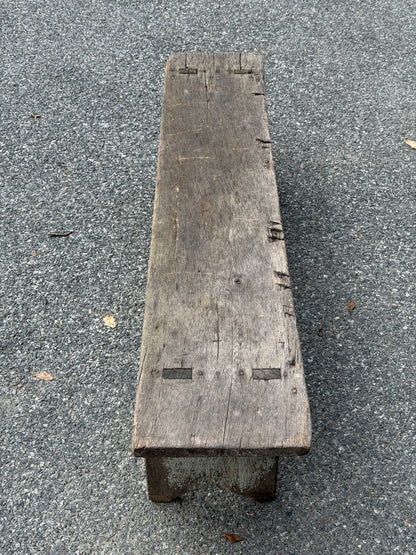 Weathered Barn Wood Bench / Primitive Farmhouse Decor with Chipped Paint