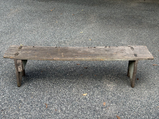 Weathered Barn Wood Bench / Primitive Farmhouse Decor with Chipped Paint