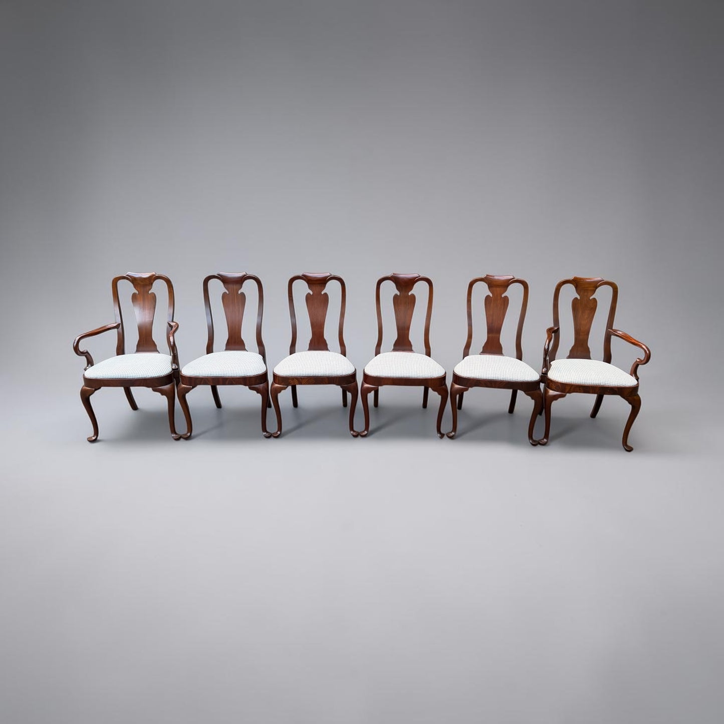 Set of 5 Vintage Councill Mahogany Queen Anne Dining Chairs (+ 1 Free Matching Side Chair)
