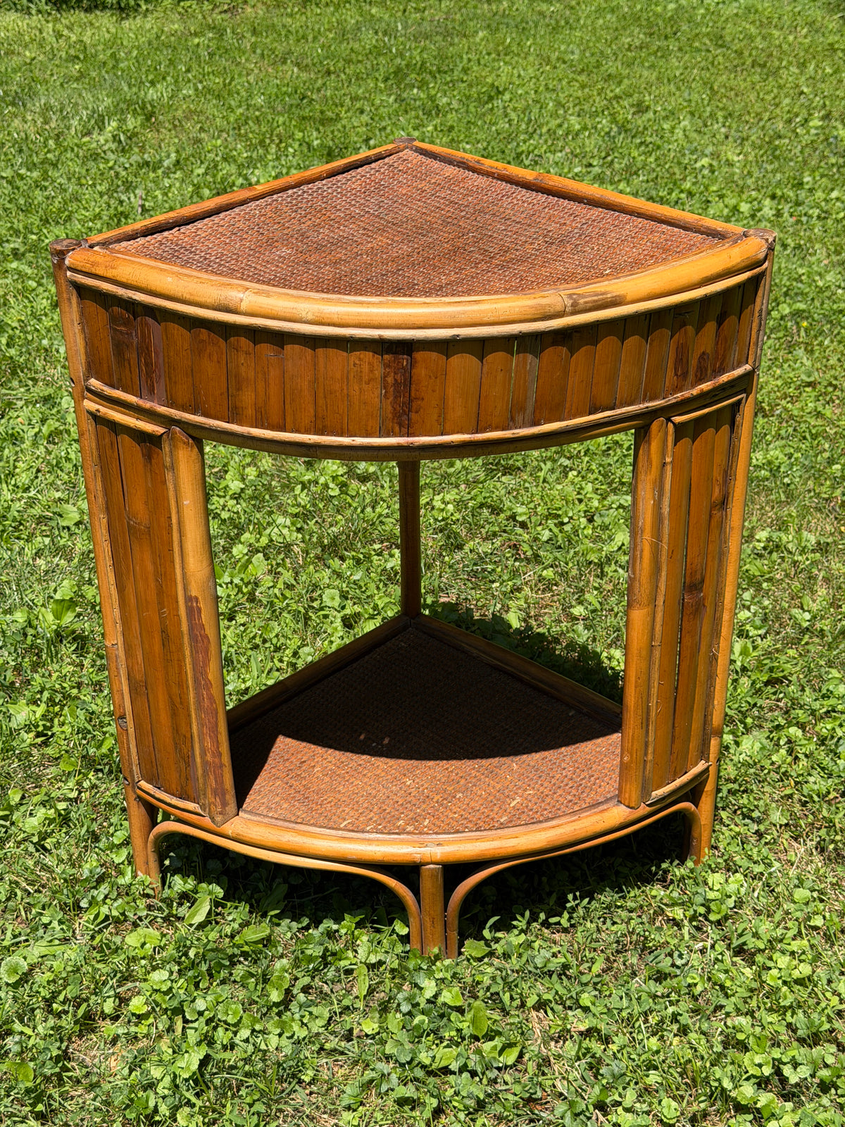 Rattan 3-Tier Corner Shelf