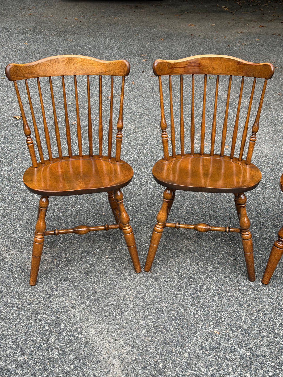 Set of 4 Solid Wood Windsor Dining Chairs (Temple Stuart and S. Bent & Bros)