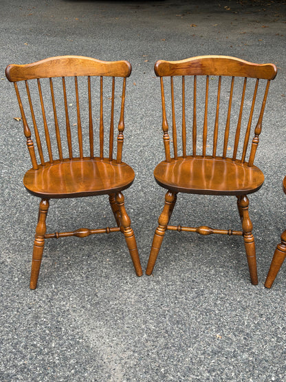 Set of 4 Solid Wood Windsor Dining Chairs (Temple Stuart and S. Bent & Bros)