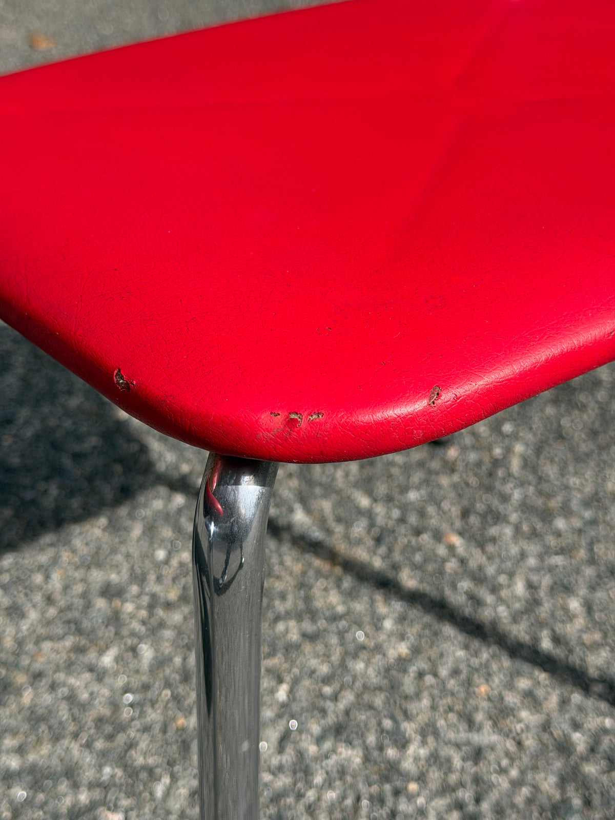 Pair of Stendig Inc. Chrome & Red Stacking Chairs