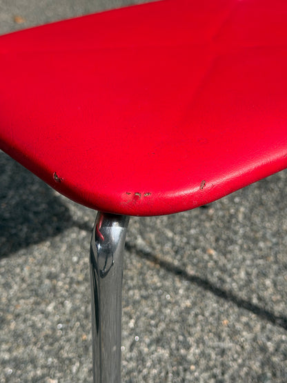 Pair of Stendig Inc. Chrome & Red Stacking Chairs