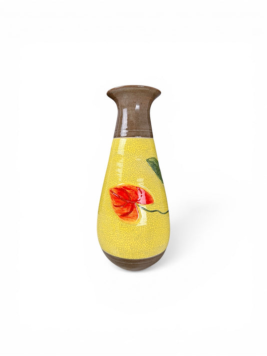 Vintage Botanical Crackle Glaze Teardrop Vase