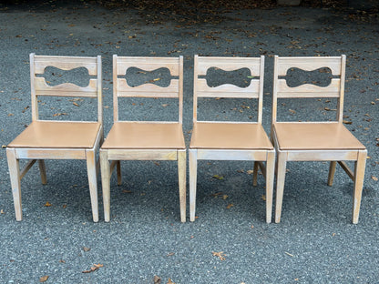Set of 4 1950s Lee Furniture MCM Limed Oak Dining Chairs