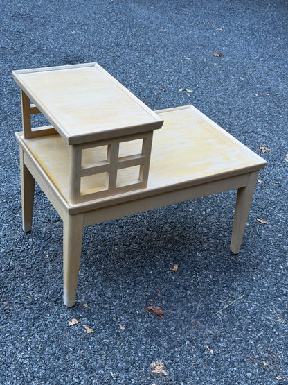 1960s MCM Blonde 2-Tier Step Table