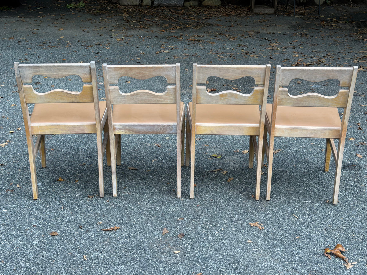 Set of 4 1950s Lee Furniture MCM Limed Oak Dining Chairs