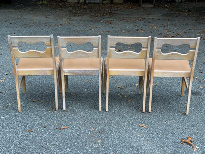 Set of 4 1950s Lee Furniture MCM Limed Oak Dining Chairs