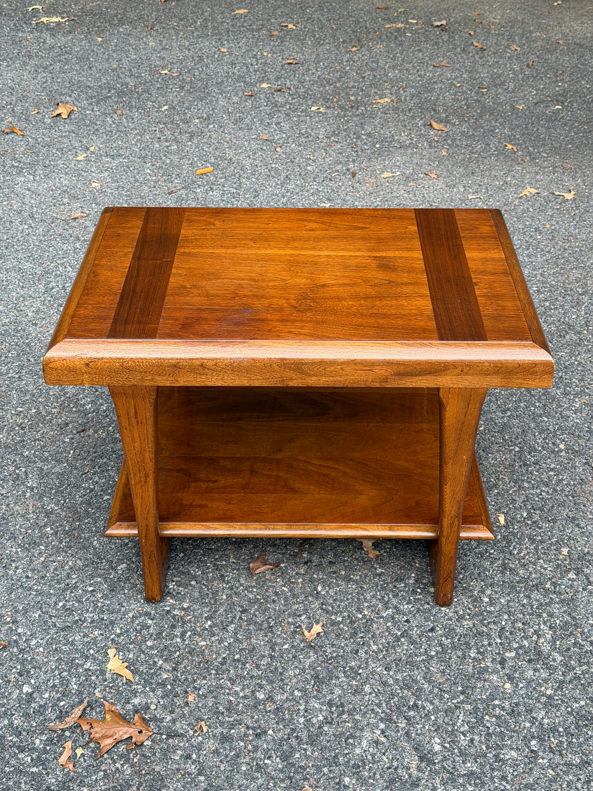 1962 Lane "Pueblo" Mid-Century Modern Walnut Two-Tier End Table