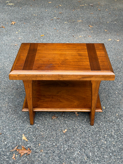 1962 Lane "Pueblo" Mid-Century Modern Walnut Two-Tier End Table
