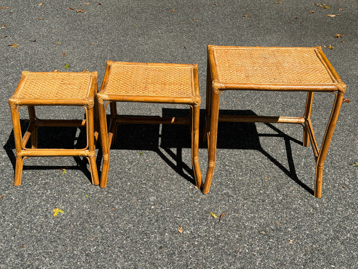 Rattan Nesting Side Tables – Set of 3