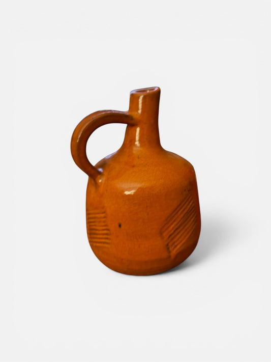 Mid-Century Studio Pottery Orange Pitcher
