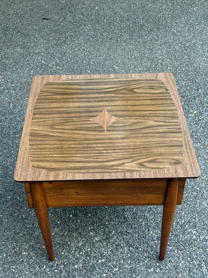 MCM Walnut-Toned Side Table / Nightstand
