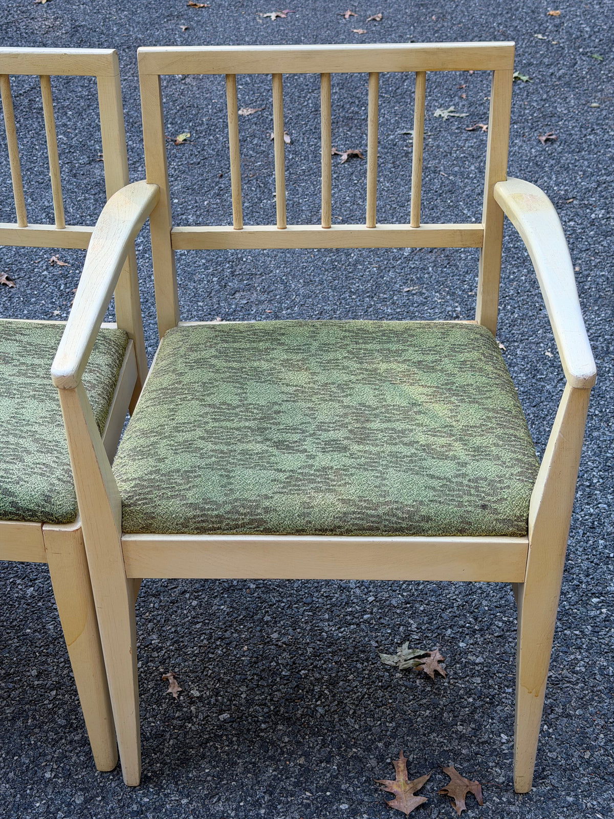 Set of 4 Broyhill 1950s Mid-Century Modern Blonde and Green Dining Chairs