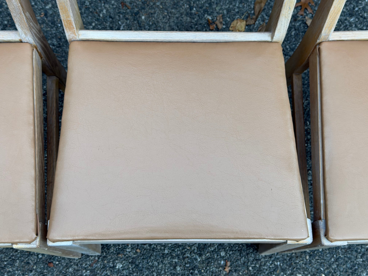 Set of 4 1950s Lee Furniture MCM Limed Oak Dining Chairs